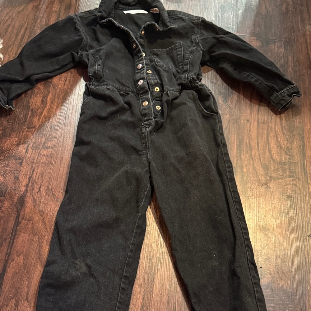 Zara Kids Black Denim Jumpsuit